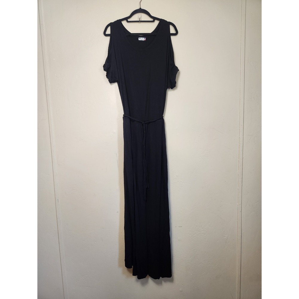 Kut from the Kloth‎ Open Shoulder Maxi Dress Black Womens Size Large Made In USA
